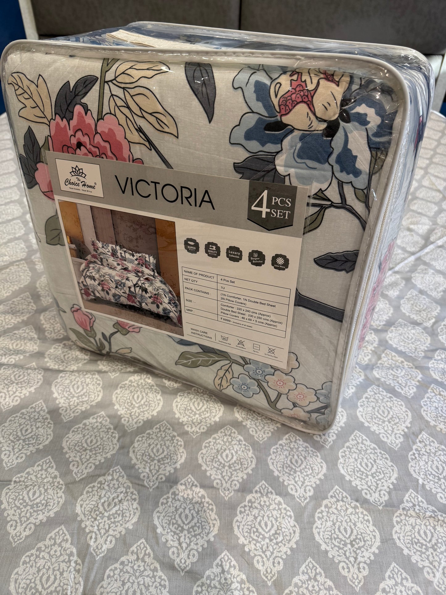 VICTORIA OFF WHITE FLORAL COMFORTER BEDDING SET