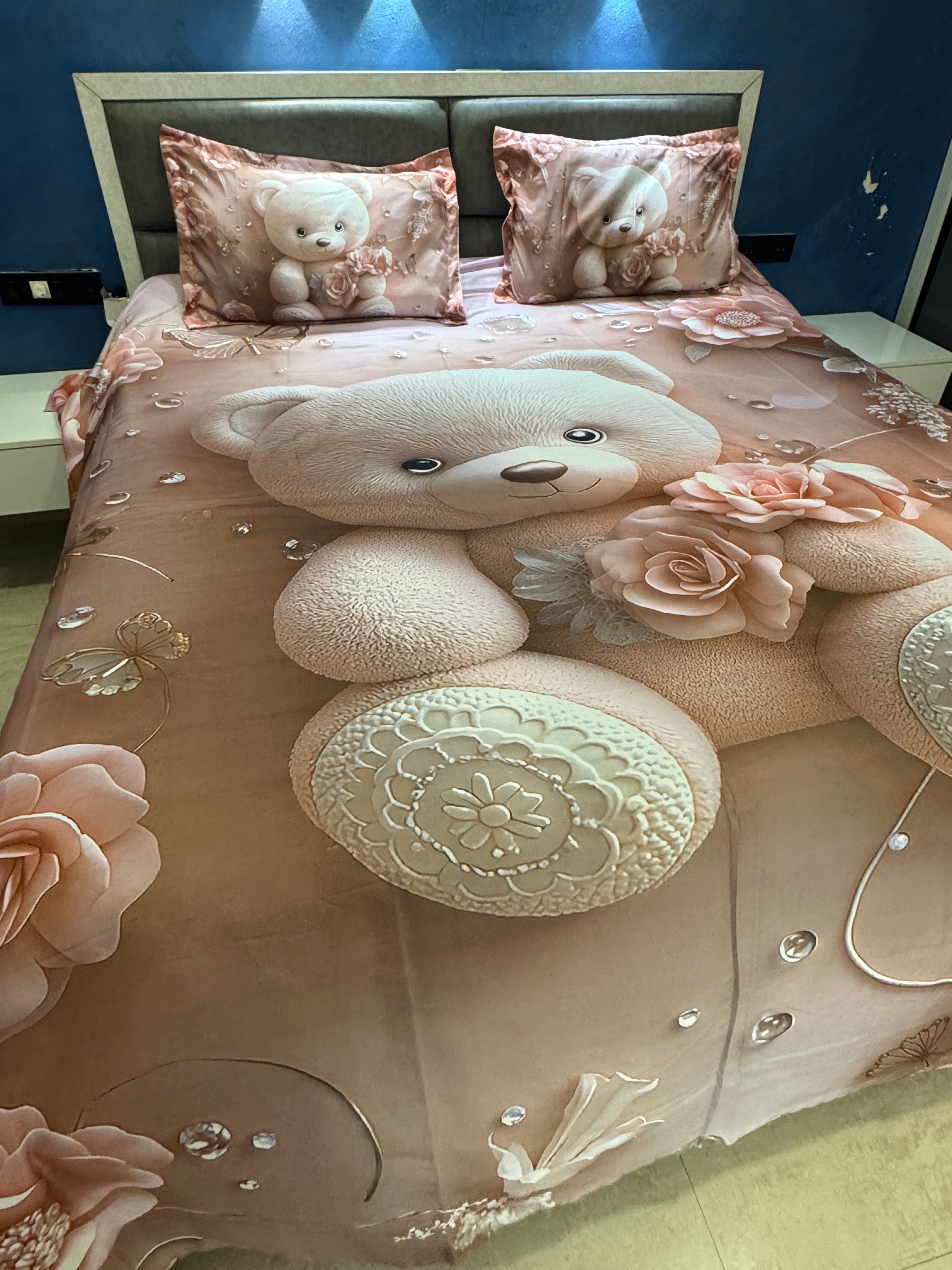 7D DIGITAL KIDS TEDDYBEAR PRINT SUPERKING BEDSHEET – Khwaahesh