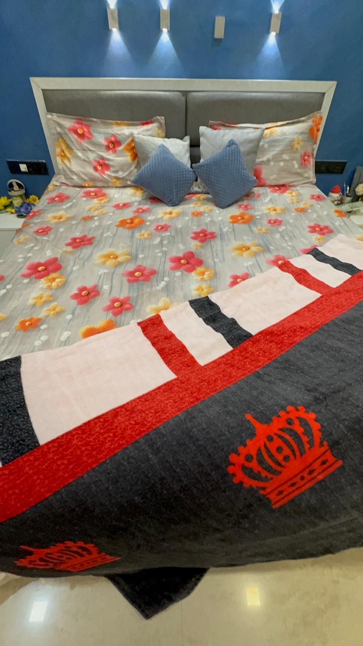 7D DIGITAL PRINT SUPERKING SIZE LIGHT GREY BEDSHEET