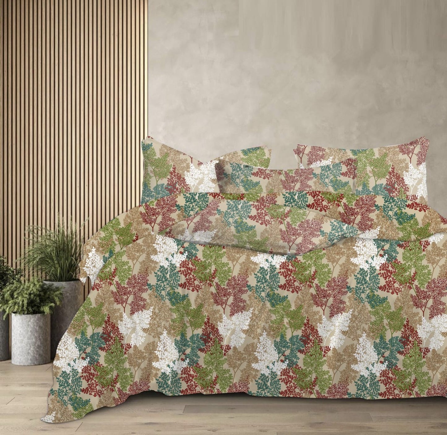 FITTED KING SIZE GLACE COTTON MULTICOLOU FLORAL BEDSHEET