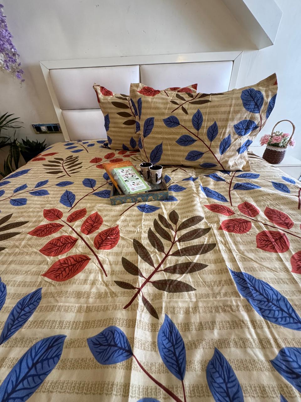 BERLIN CREAM FLORAL DOUBLE SIZE MICROFIBER BEDSHEET
