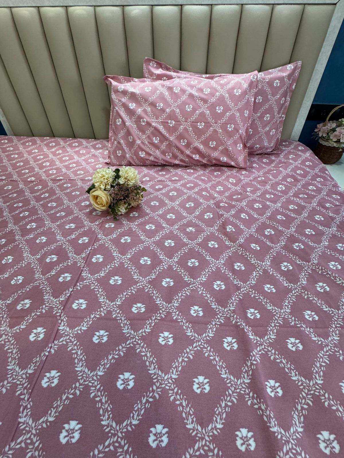 PURE COTTON VANATARA PINK DESIGN Bedsheet