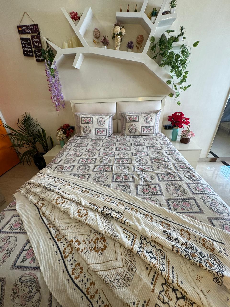 Pure Cotton Rajwada Garden King Size Bedsheet