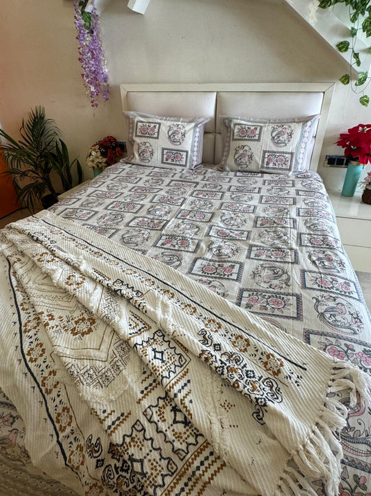 Pure Cotton Rajwada Garden King Size Bedsheet