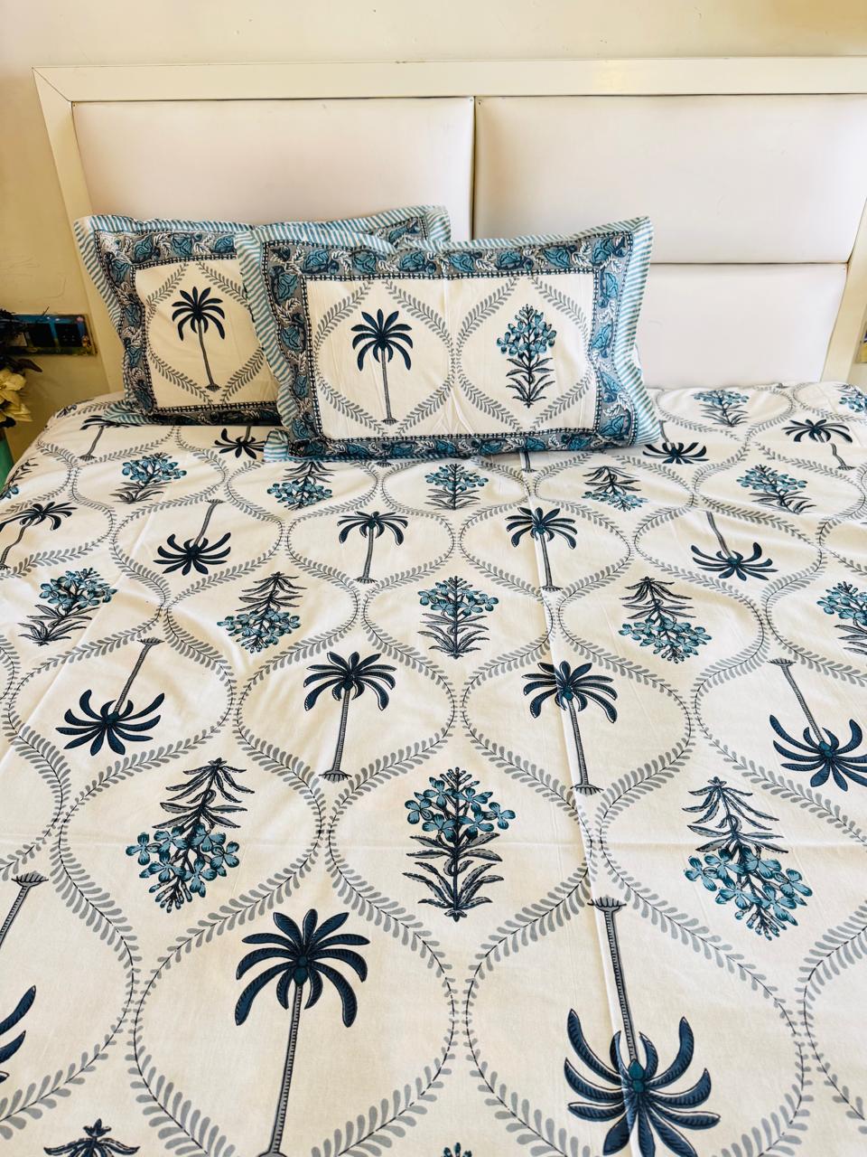 Pure Cotton Neel Palm Off White Bedsheet