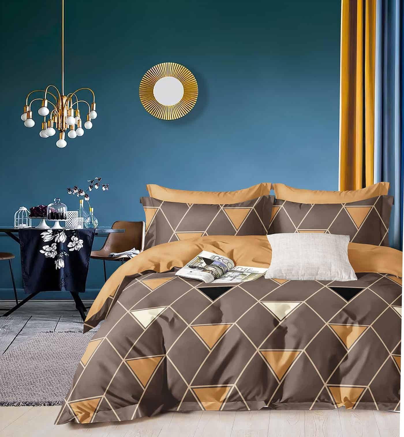 DIGITALART LIGHT PURPLE CROSS CHECKERED KING SIZE BEDSHEET