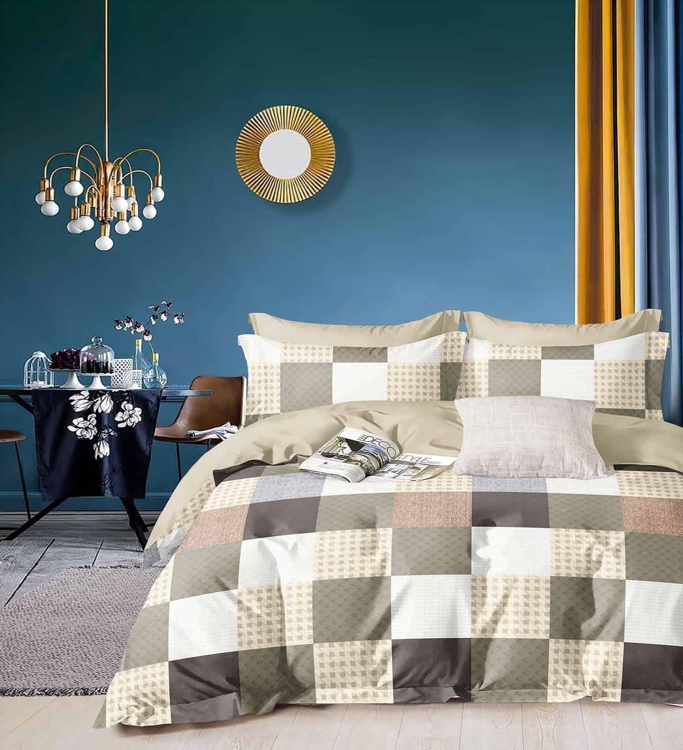 DIGITALART MULTICOLOUR CHECKERED KING SIZE BEDSHEET