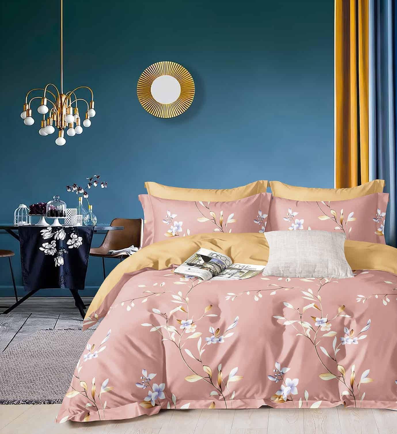 DIGITALART PINK FLORAL KING SIZE BEDSHEET