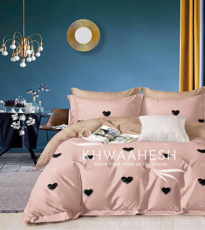 DIGITALART PINK HEART KING SIZE MICROFIBER BEDSHEET