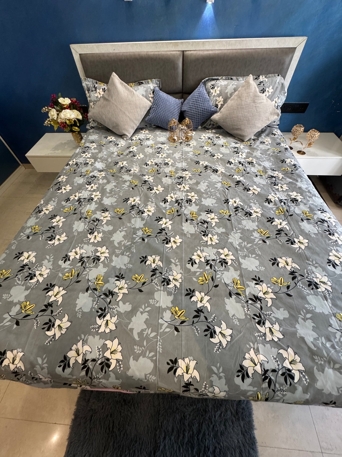 LITCHI ULTRASONIC DARK GREY COMFORTER SET