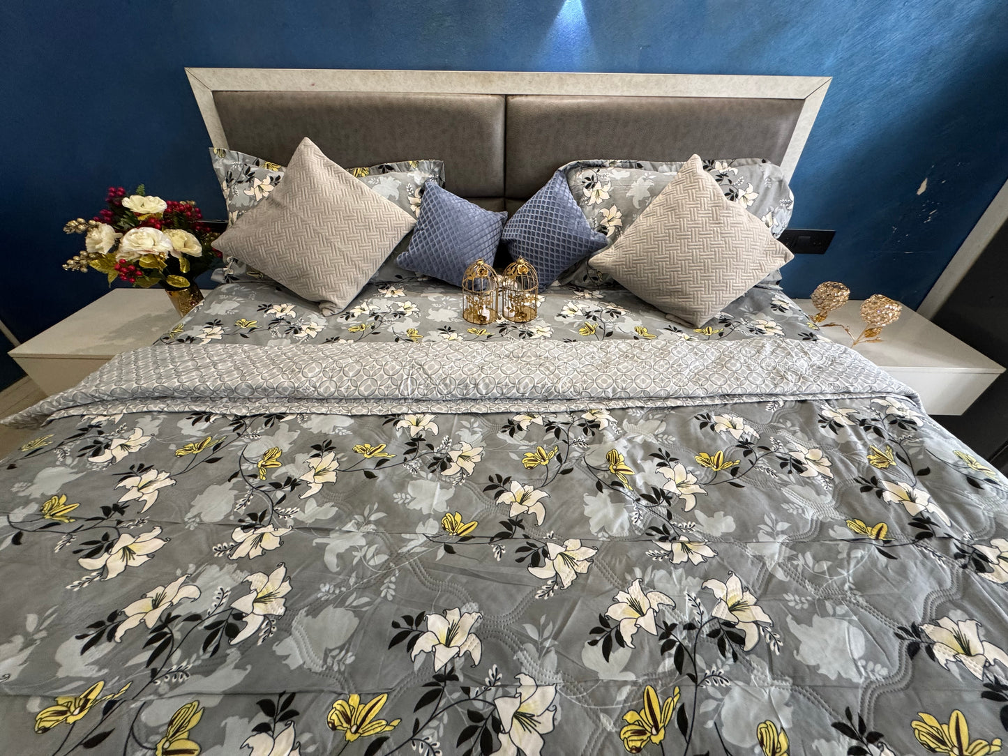 LITCHI ULTRASONIC DARK GREY COMFORTER SET