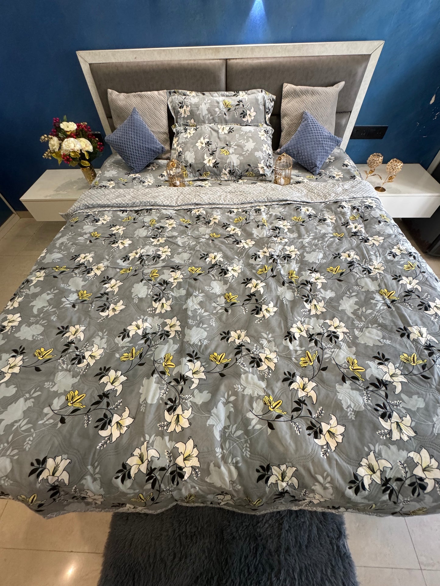 LITCHI ULTRASONIC DARK GREY COMFORTER SET