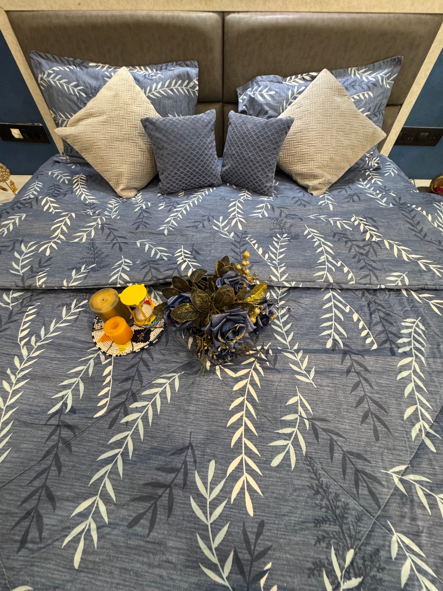 VICTORIA SLATE GREY FERNS COMFORTER SET