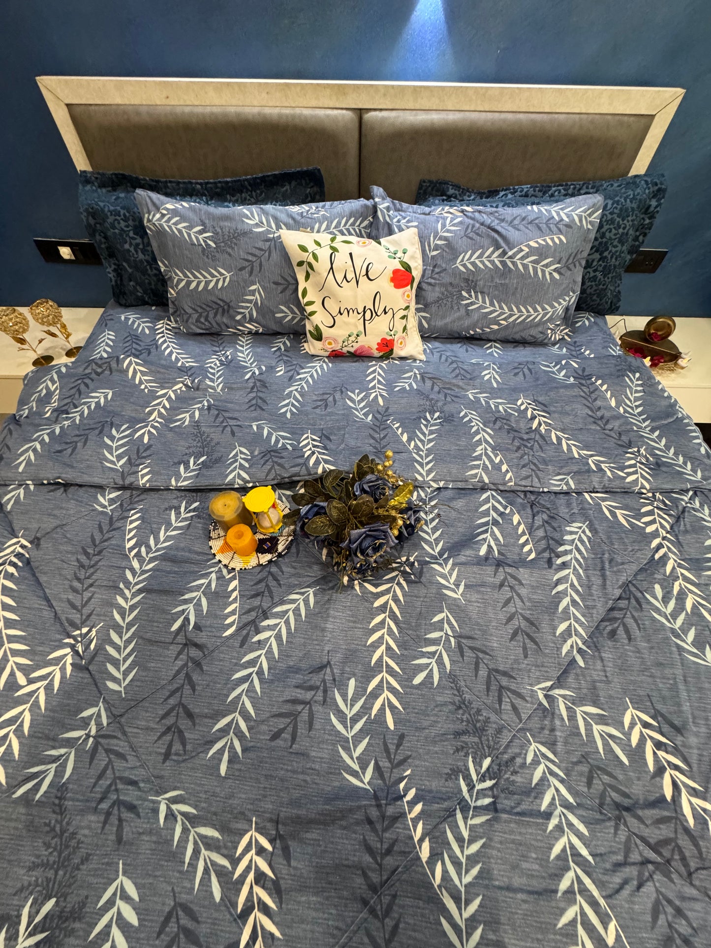 VICTORIA SLATE GREY FERNS COMFORTER SET