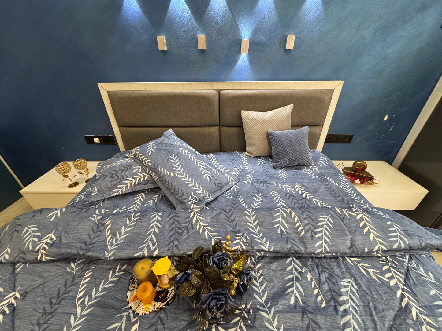 VICTORIA SLATE GREY FERNS COMFORTER SET