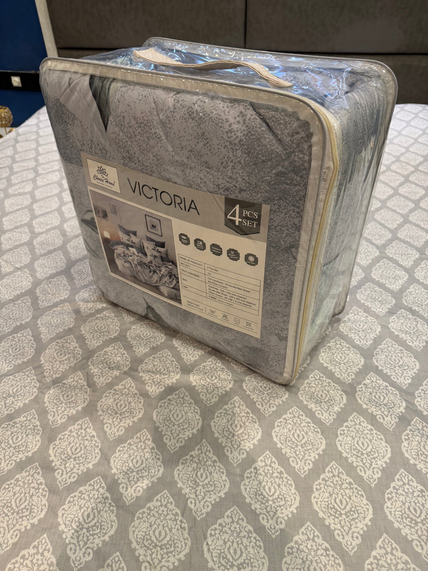VICTORIA CHROME GREY COMFORTER SET
