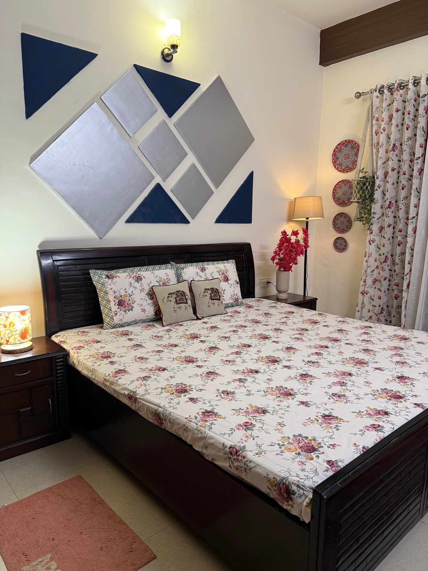 ROSEMARY OFF WHITE ROSE PRINT COTTON BEDSHEET