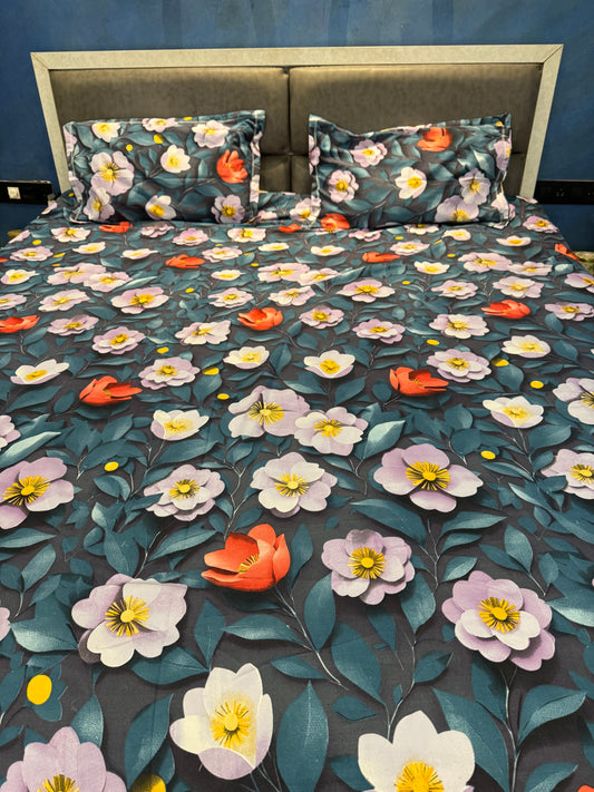 7D DIGITAL PRINT SUPERKING SIZE NAVY BLUE BEDSHEET