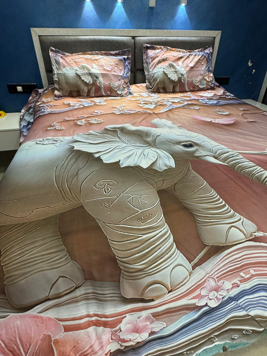 7D DIGITAL  KIDS ELEPHANT PRINT SUPERKING BEDSHEET