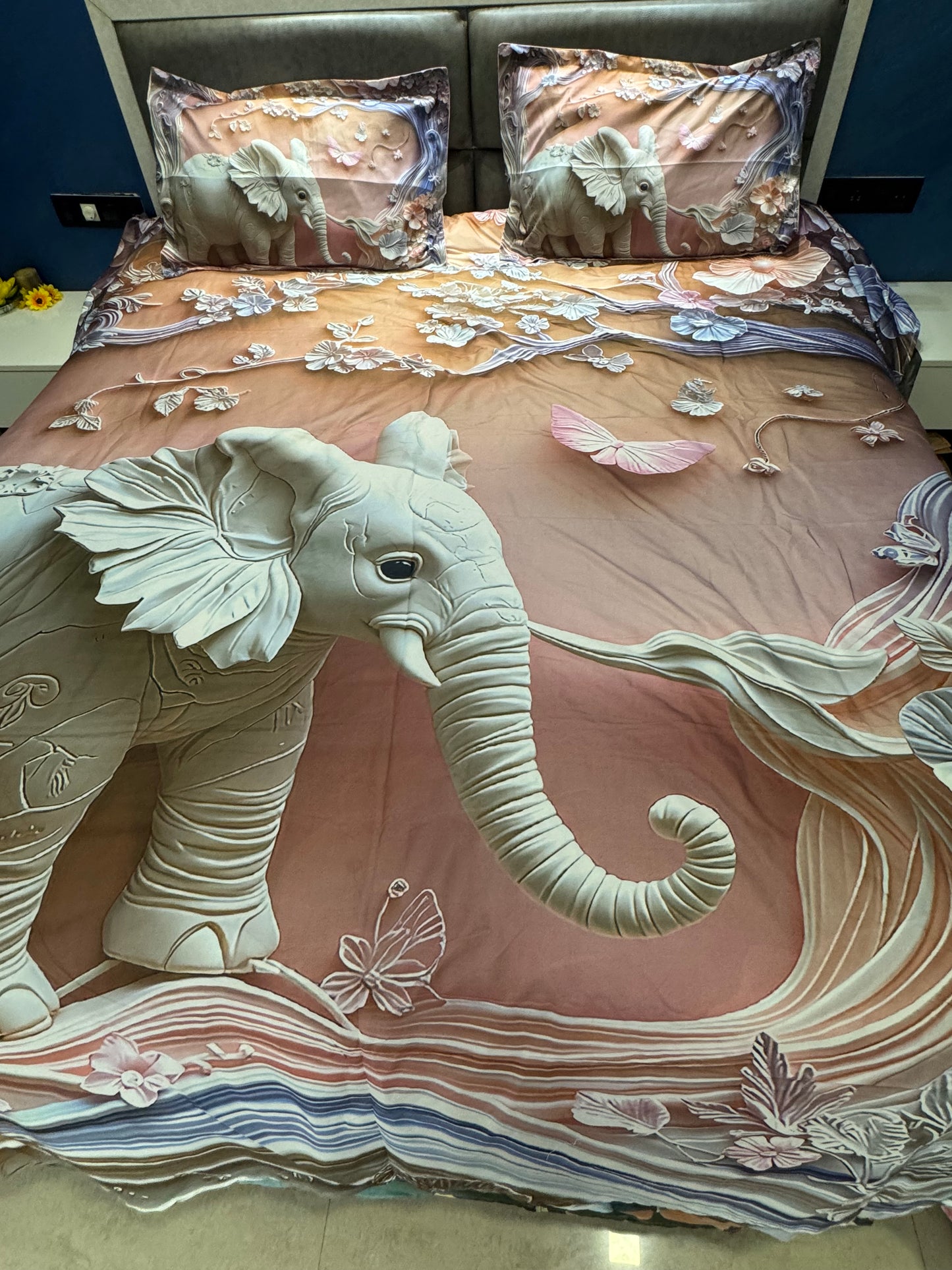 7D DIGITAL  KIDS ELEPHANT PRINT SUPERKING BEDSHEET