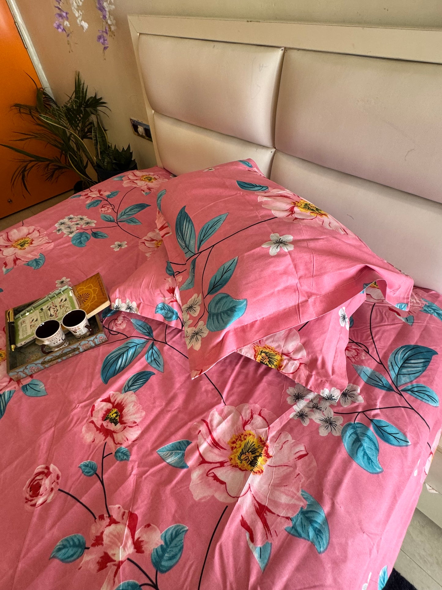 BERLIN PINK FLORAL DOUBLE SIZE  MICROFIBER  BEDSHEET
