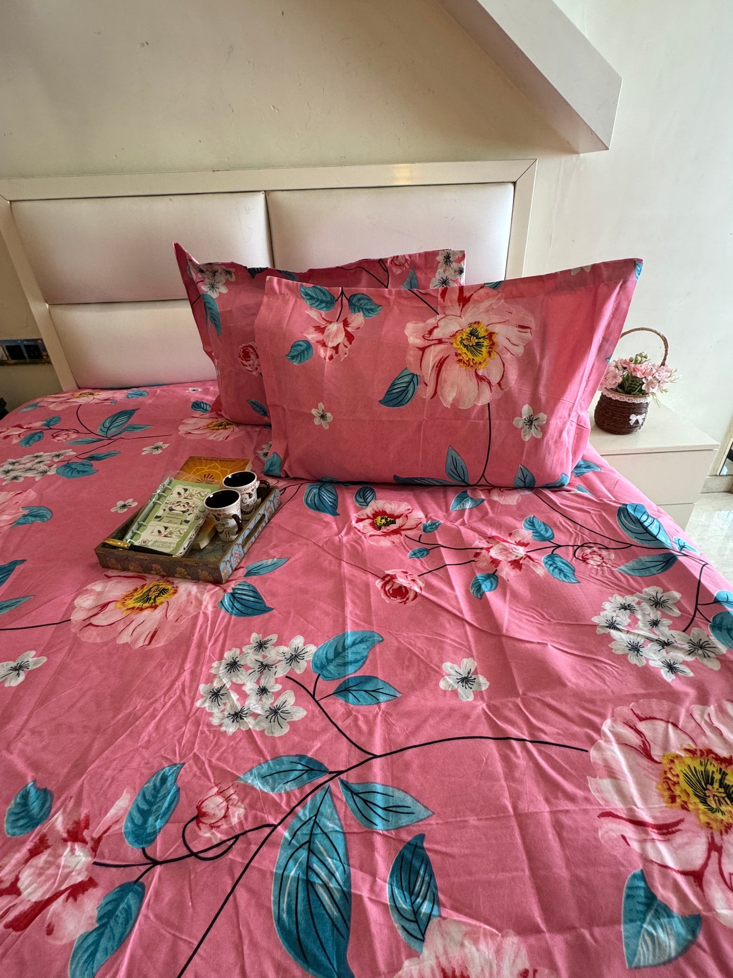 BERLIN PINK FLORAL DOUBLE SIZE  MICROFIBER  BEDSHEET