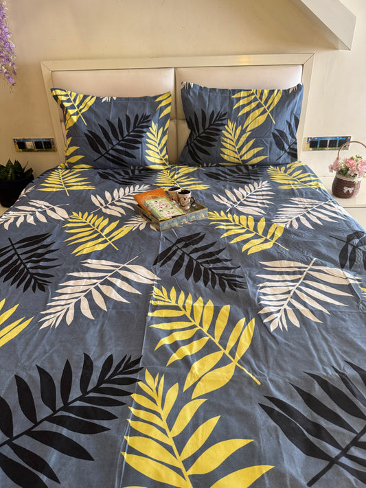 BERLIN DARK GREY FERN DOUBLE SIZE MICROFIBER BEDSHEET