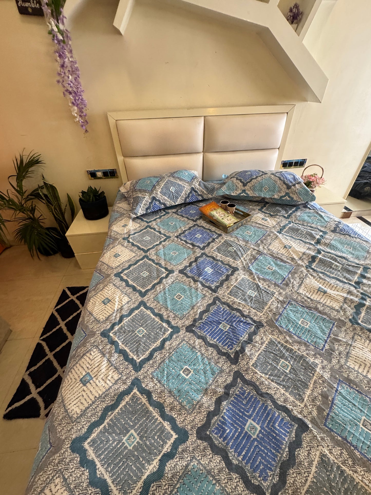 BERLIN PEACH DIAMOND SHAPE QUEEN SIZE MICROFIBER BEDSHEET