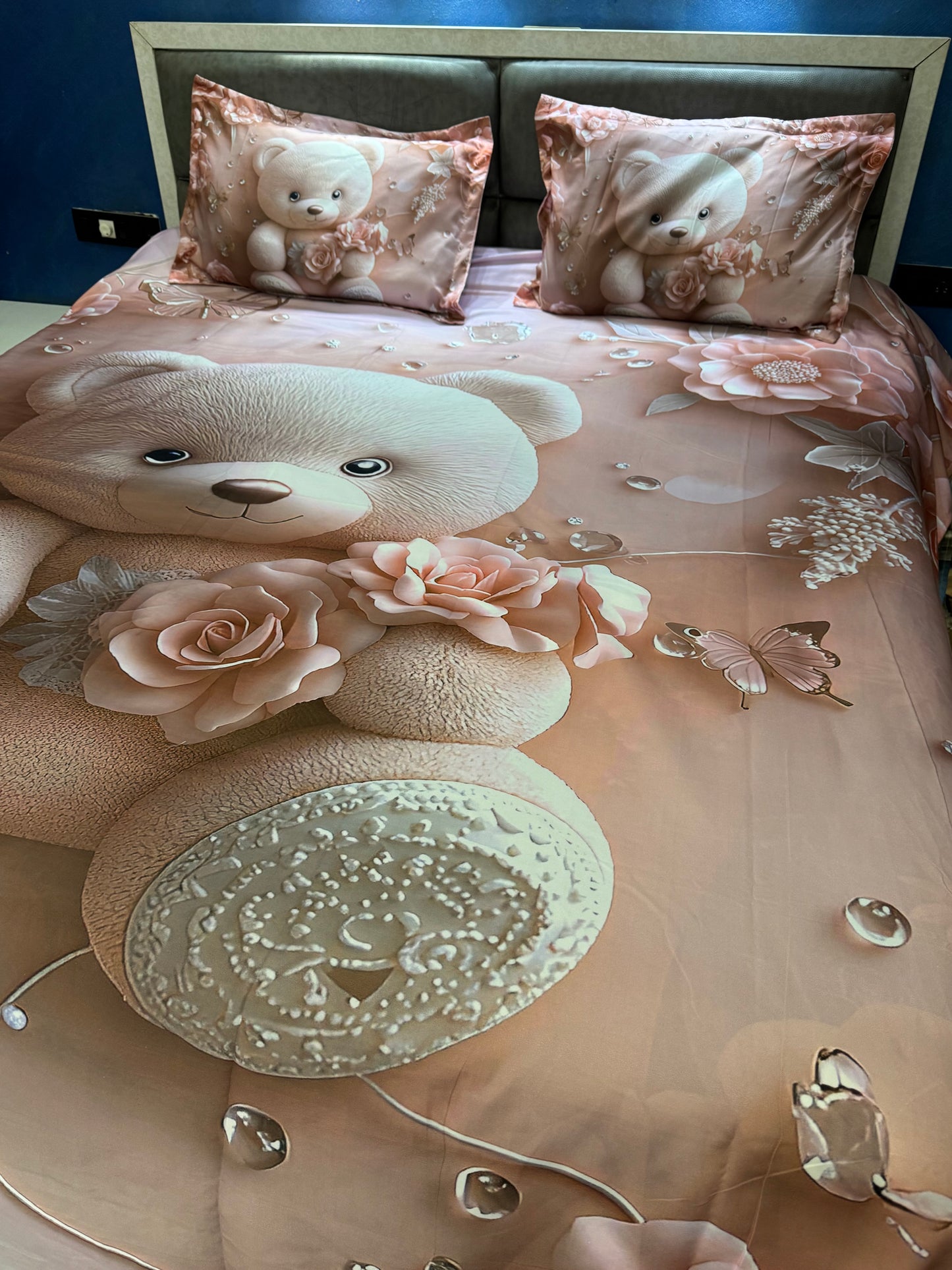 7D DIGITAL  KIDS TEDDYBEAR PRINT SUPERKING BEDSHEET