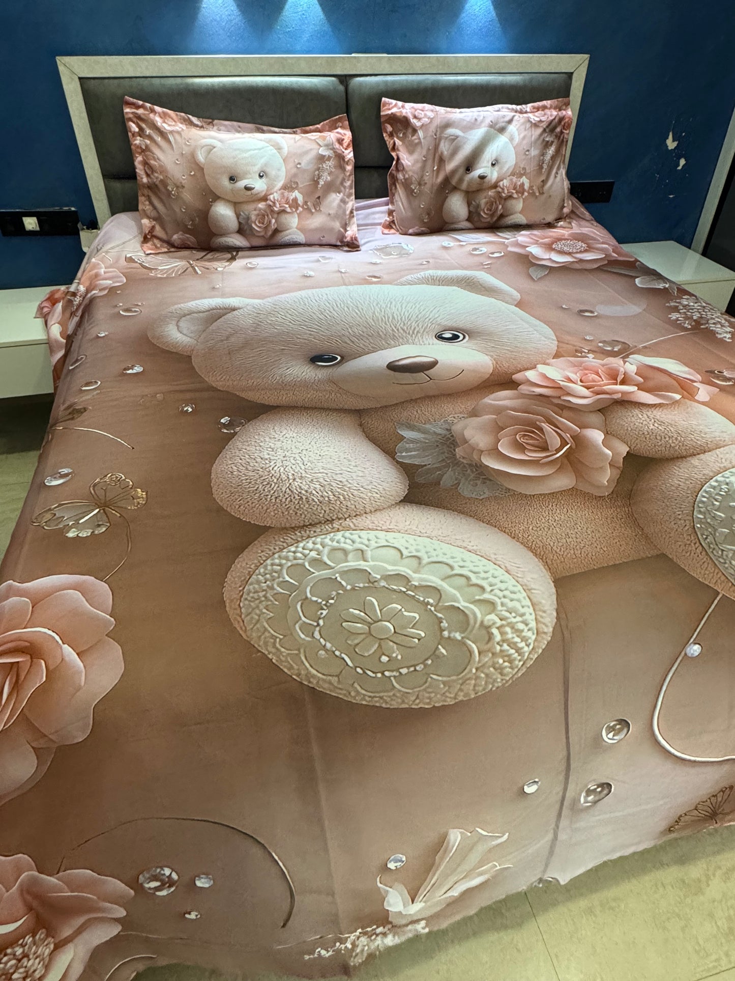 7D DIGITAL  KIDS TEDDYBEAR PRINT SUPERKING BEDSHEET