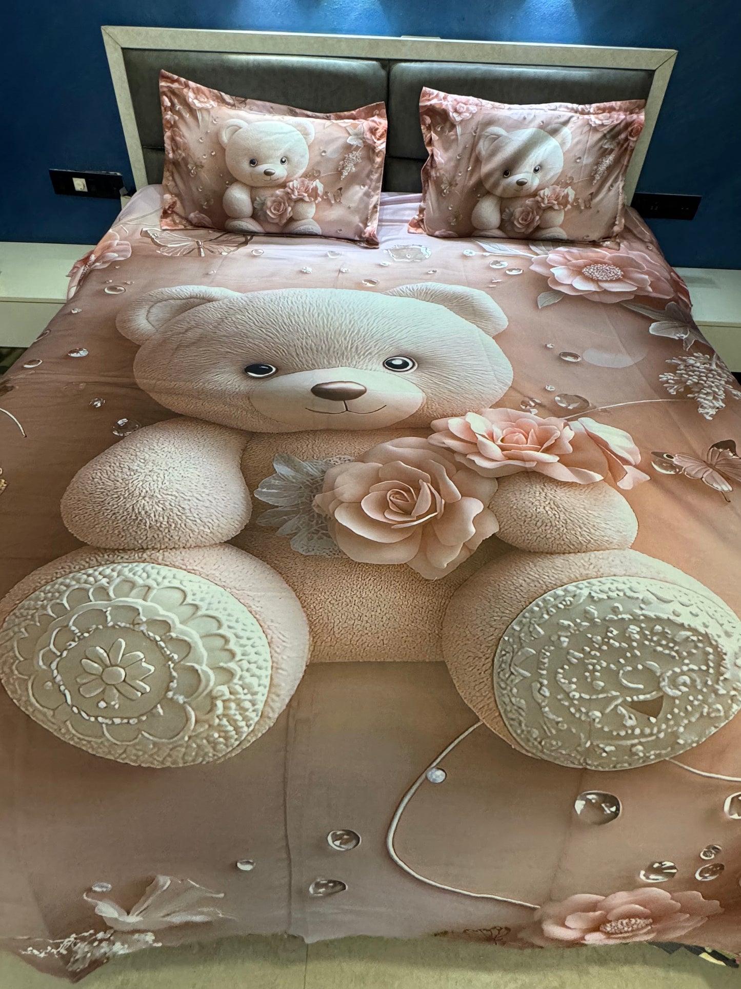 7D DIGITAL  KIDS TEDDYBEAR PRINT SUPERKING BEDSHEET
