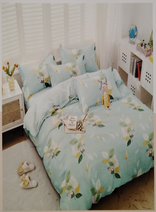 BELLEZA AQUA FLORAL DOUBLE SIZE MICROFIBER BEDSHEET