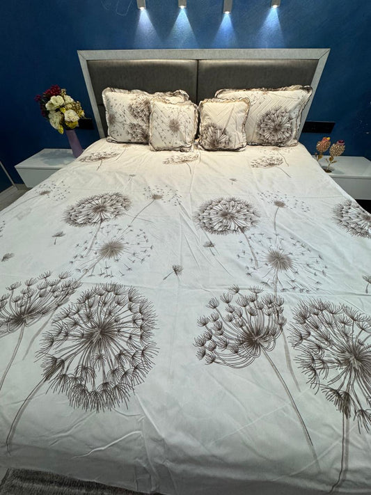 DICE KING SIZE CREAM FLORAL 5 PIECE BEDDING SET