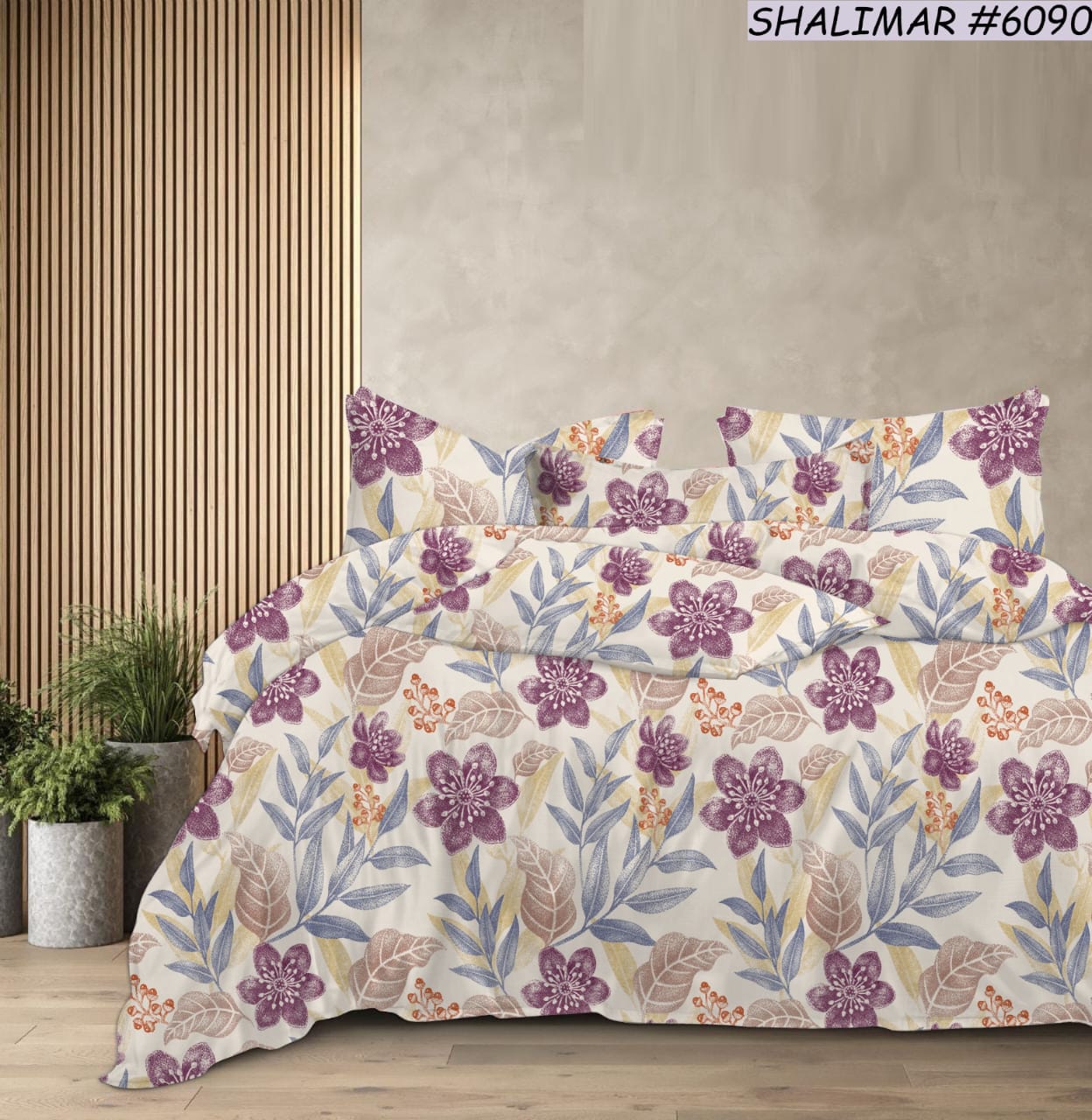 FITTED QUEEN SIZE GLACE COTTON WHITE SMALL FLORAL BEDSHEET