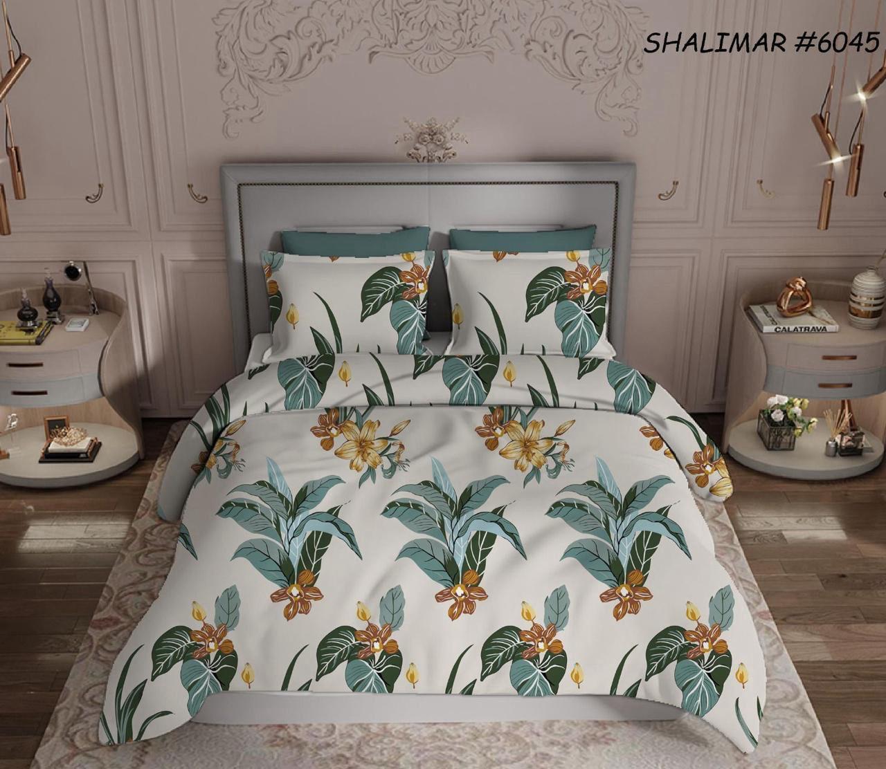 FITTED KING SIZE GLACE COTTON WHITE GREEN LEAVES BEDSHEET