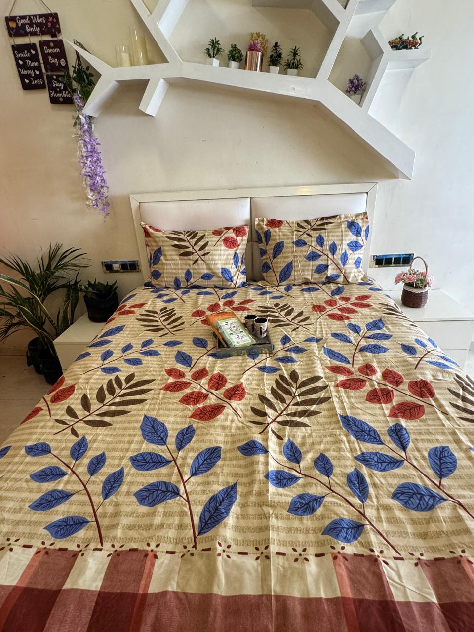 BERLIN CREAM FLORAL DOUBLE SIZE MICROFIBER BEDSHEET