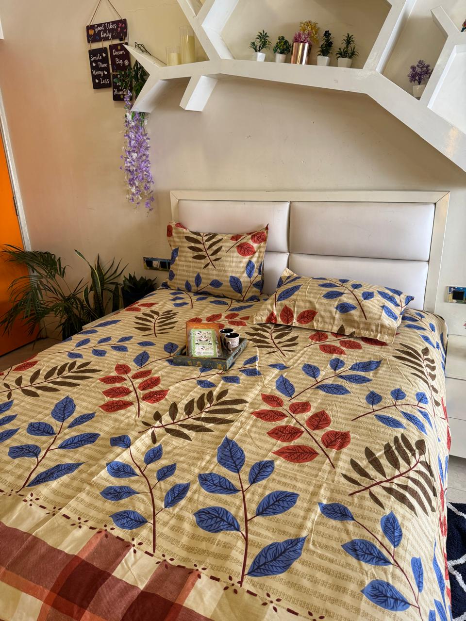 BERLIN CREAM FLORAL DOUBLE SIZE MICROFIBER BEDSHEET