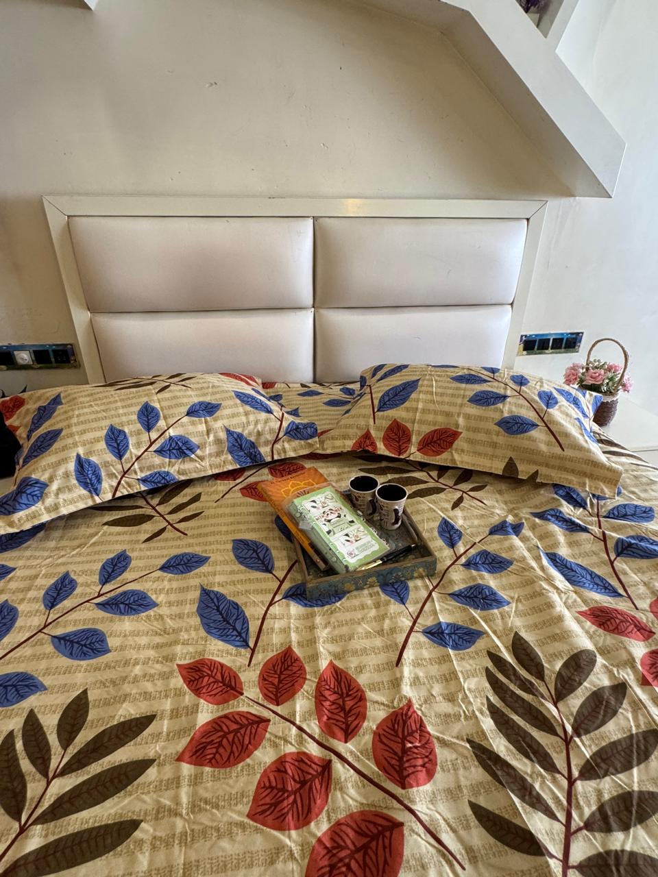 BERLIN CREAM FLORAL DOUBLE SIZE MICROFIBER BEDSHEET