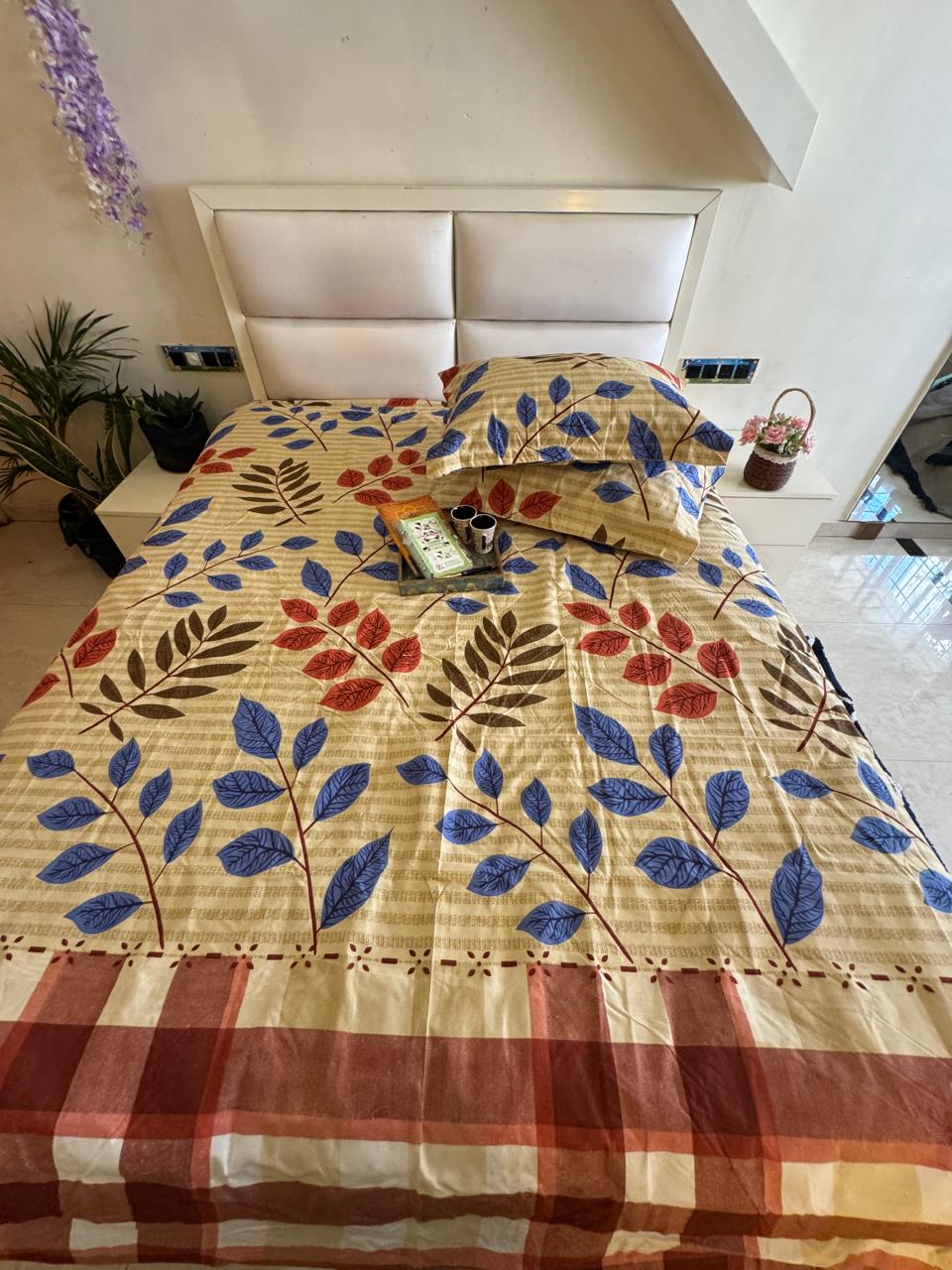 BERLIN CREAM FLORAL DOUBLE SIZE MICROFIBER BEDSHEET