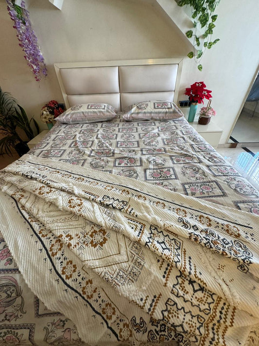 Pure Cotton Rajwada Garden King Size Bedsheet