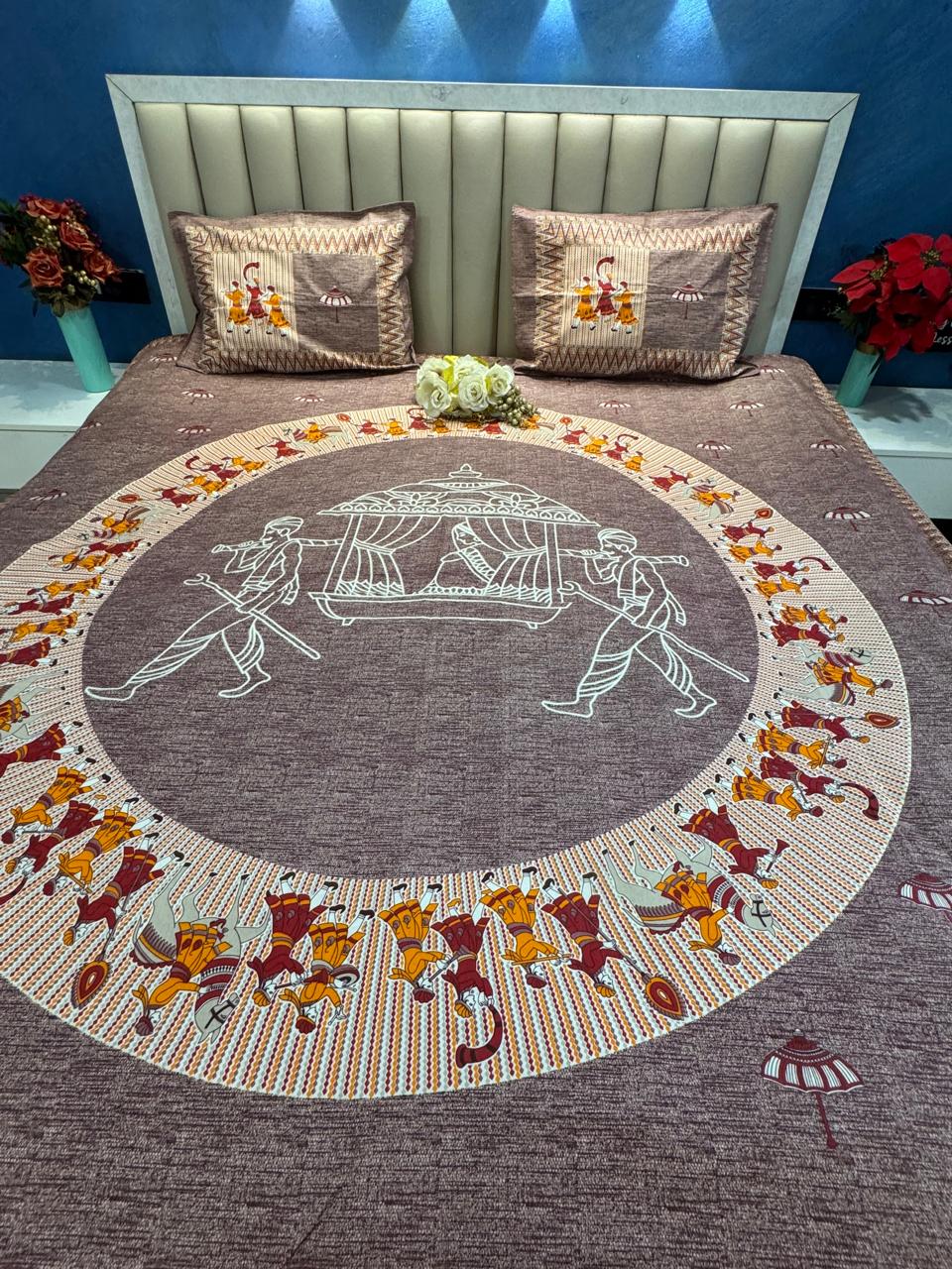 GIZA COTTON GIRL MAROON KING SIZE BEDSHEET