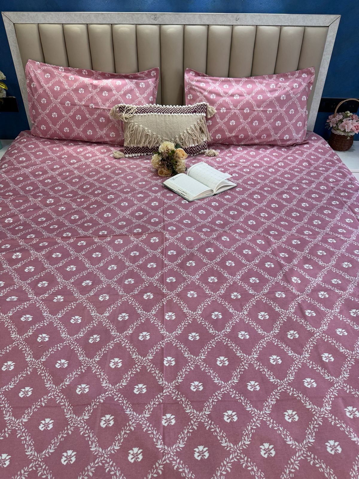 PURE COTTON VANATARA PINK DESIGN  Bedsheet