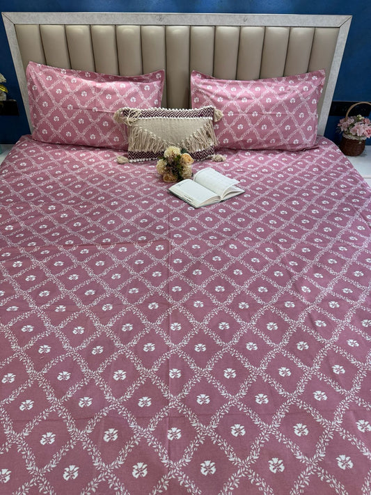 PURE COTTON VANATARA PINK DESIGN  Bedsheet