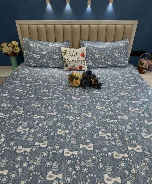 PURE COTTON VANATARA PASTEL BLUE DESIGN  Bedsheet