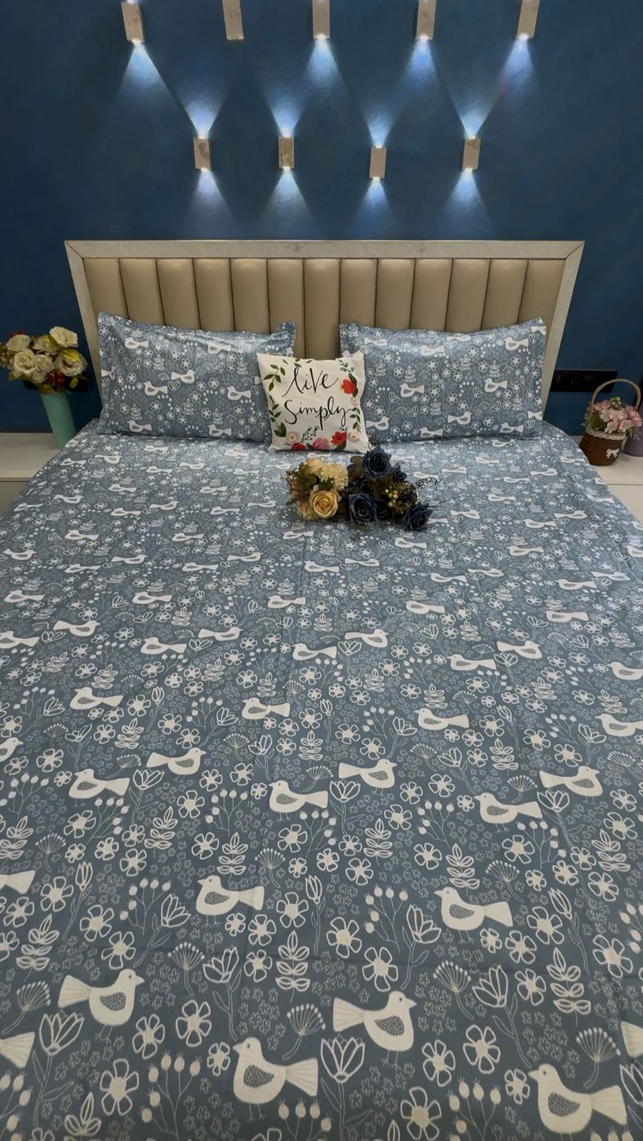 PURE COTTON VANATARA PASTEL BLUE DESIGN  Bedsheet