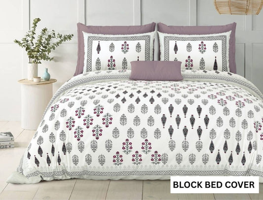 PURE COTTON BLOCK BEDCOVER SET