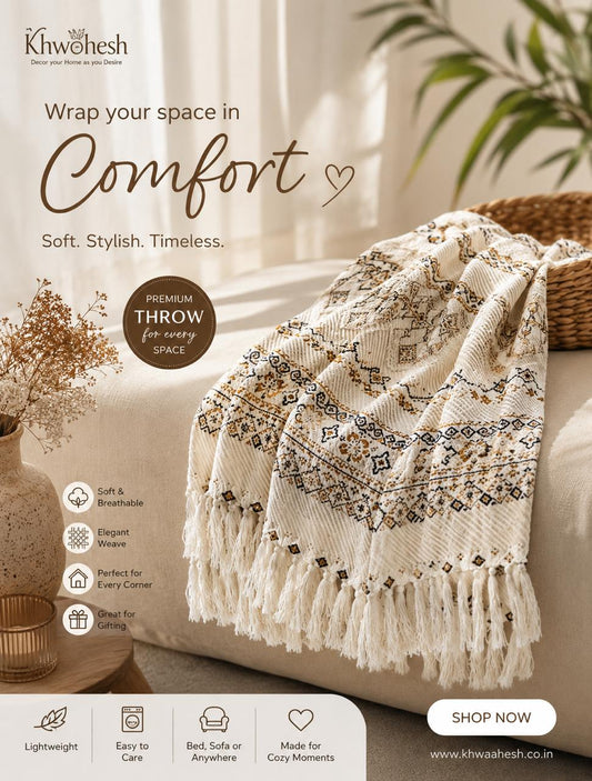 PURE COTTON  DESIGNER THROW BLANKET