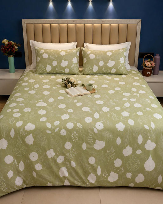 PURE COTTON VANTARA PASTEL GREEN DESIGN  Bedsheet