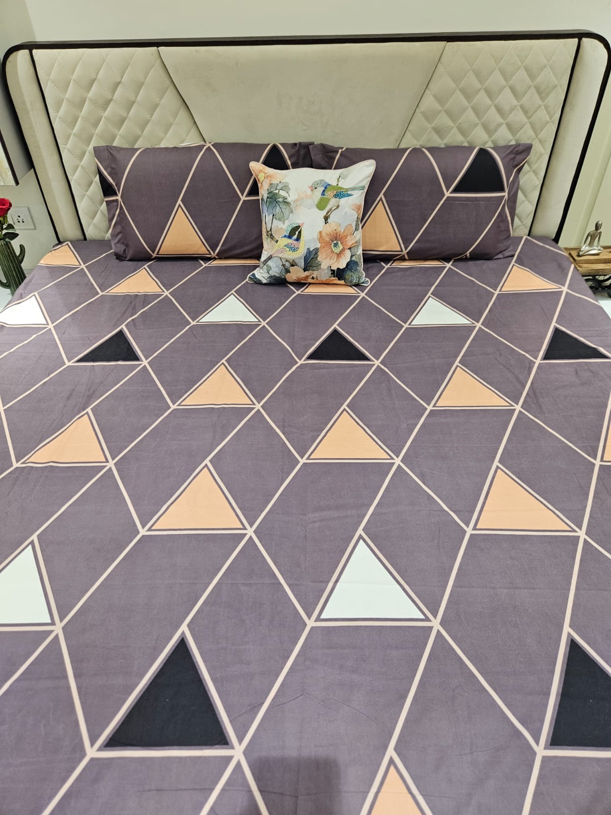 DIGITALART LIGHT PURPLE CROSS CHECKERED KING SIZE BEDSHEET