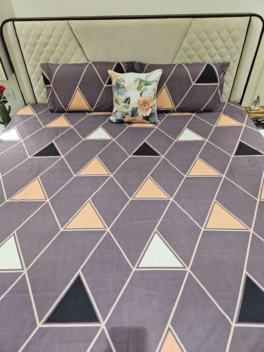 DIGITALART LIGHT PURPLE CROSS CHECKERED KING SIZE BEDSHEET